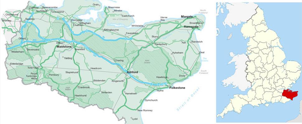 Map of EDJ Services' coverage area across Kent and South East London